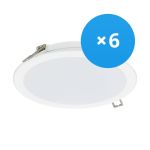 Multipack 6x Philips LED Downlight DN065B Metal White 19W 2000lm 110D - 830 Warm White | 225mm - Cutout 200mm - IP20